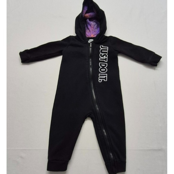 Nike Other - Nike baby "Just Do it" black one piece‎ hoodie full zip coverall sz. 12 months